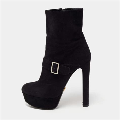 prada black suede platform boots|prada ankle boots on sale.